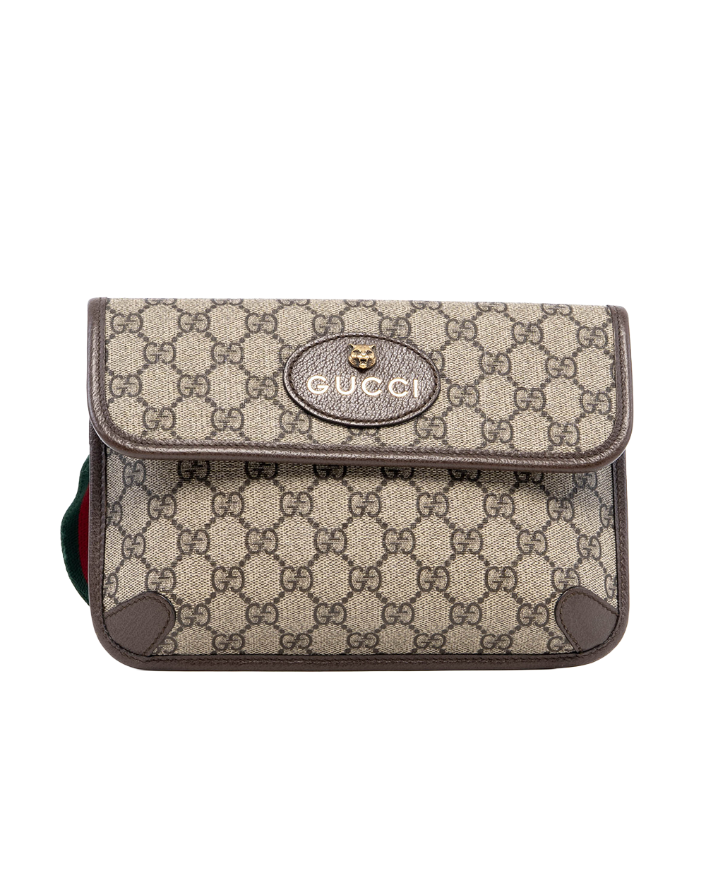 GUCCI BELT BAG TIGER BROWN GG MONOGRAM CANVAS GHW 493930 520981 03408