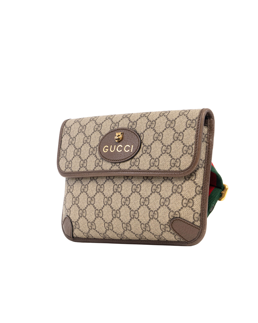 GUCCI BELT BAG TIGER BROWN GG MONOGRAM CANVAS GHW 493930 520981 3046