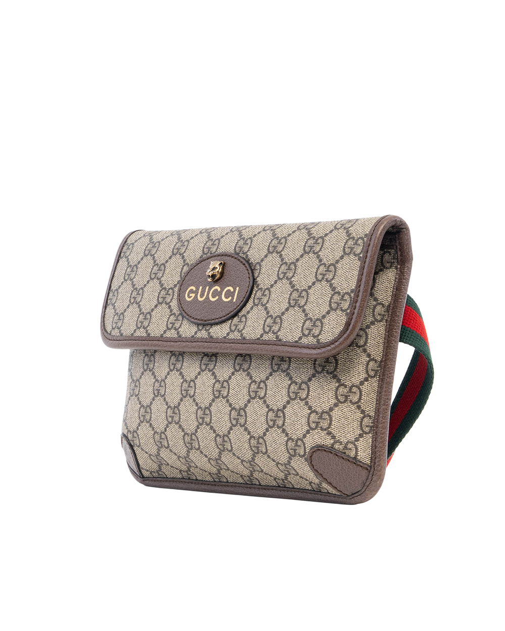 GUCCI BELT BAG TIGER BROWN GG MONOGRAM CANVAS GHW 1100