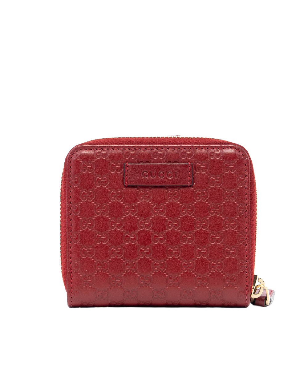 GUCCI BI FOLD ZIPPY WALLET SHORT RED EMBOSSED CALF GHW 449395 525040 8159