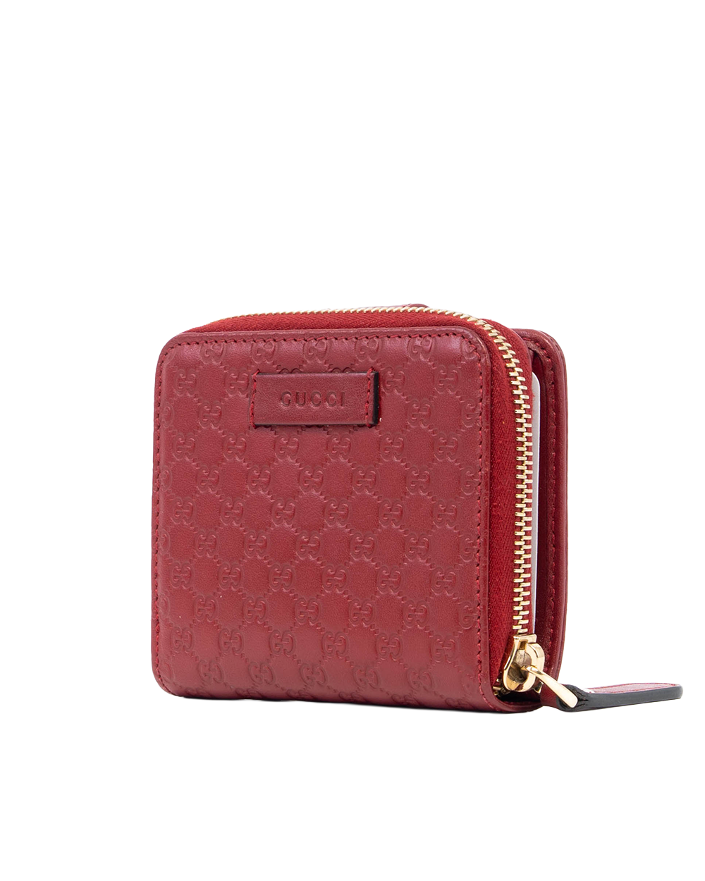 GUCCI BI FOLD ZIPPY WALLET SHORT RED EMBOSSED CALF GHW 449395 525040 8160