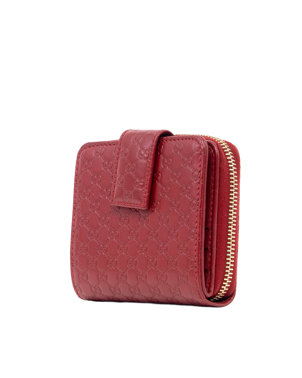 GUCCI BI FOLD ZIPPY WALLET SHORT RED EMBOSSED CALF GHW 449395 525040 8161