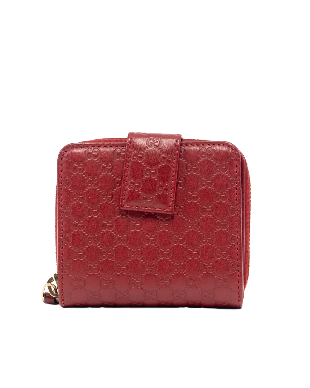 GUCCI BI FOLD ZIPPY WALLET SHORT RED EMBOSSED CALF GHW 449395 525040 8162