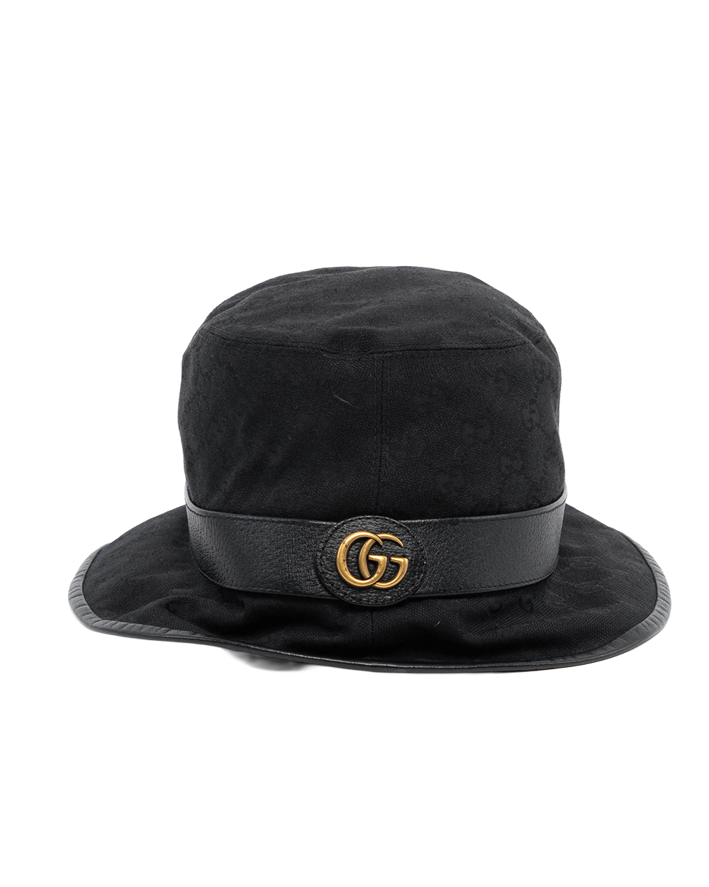 GUCCI BUCKET HAT S BLACK GG MONOGRAM CANVAS GHW 2324