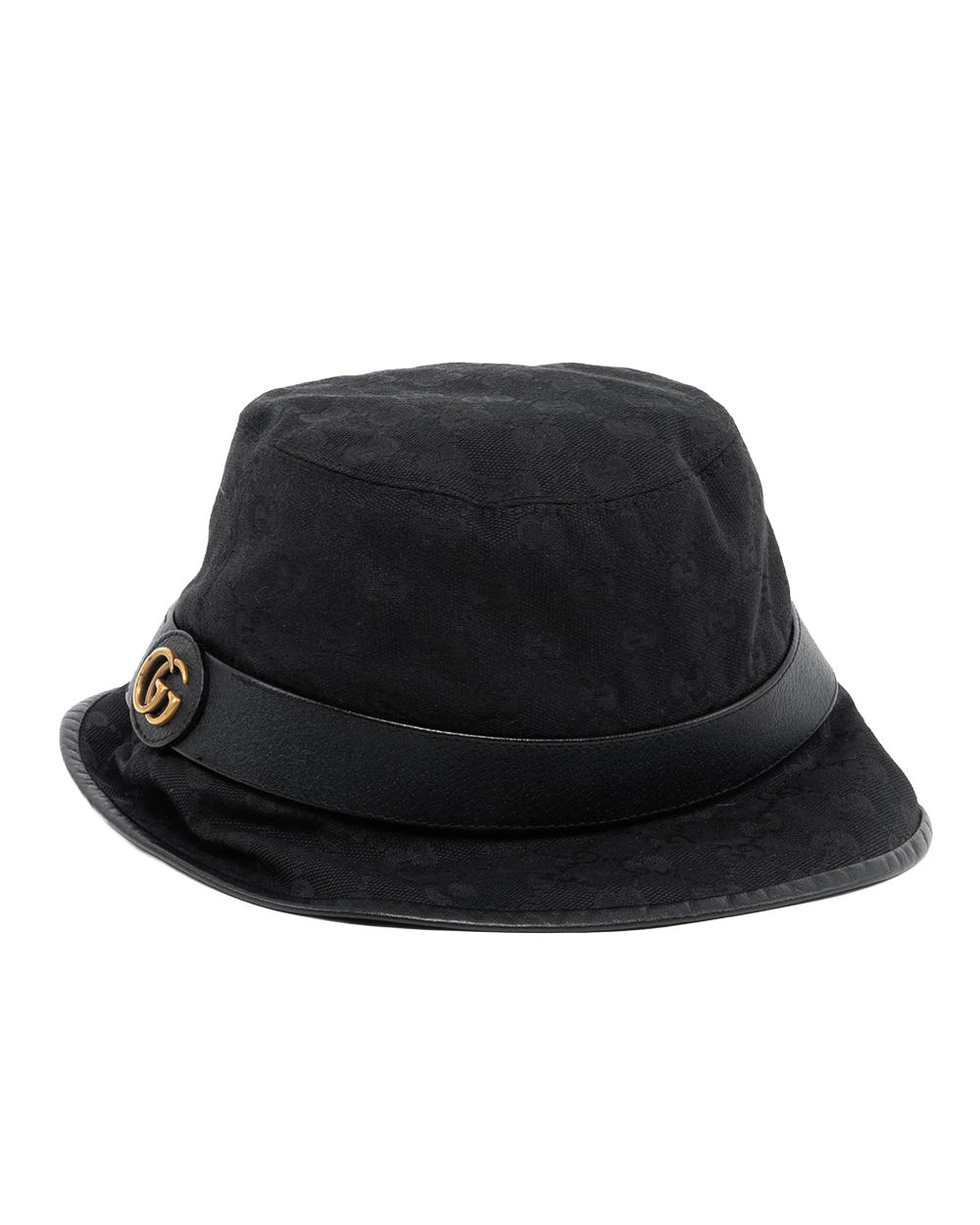 GUCCI BUCKET HAT S BLACK GG MONOGRAM CANVAS GHW 2325