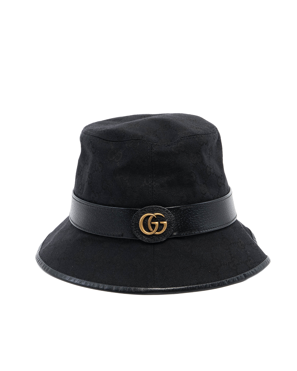 GUCCI BUCKET HAT S BLACK GG MONOGRAM GHW 08398