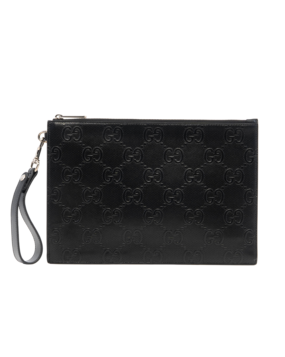 GUCCI CLUTCH WITH STRAP BLACK EMBOSSED CALF SHW 625569 496334 09554