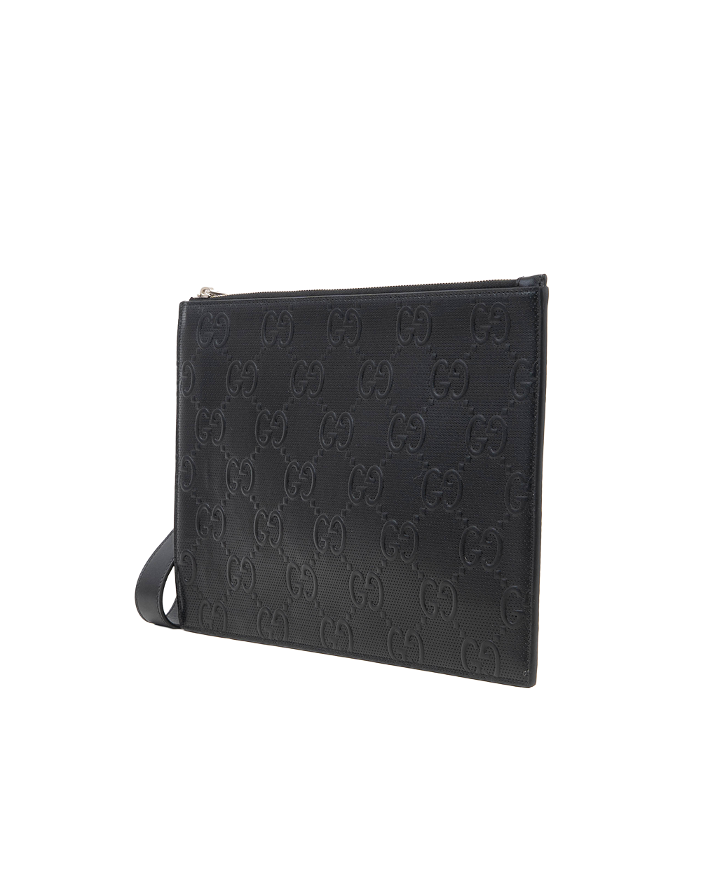 GUCCI CLUTCH WITH STRAP BLACK EMBOSSED CALF SHW 625569 496334 09555