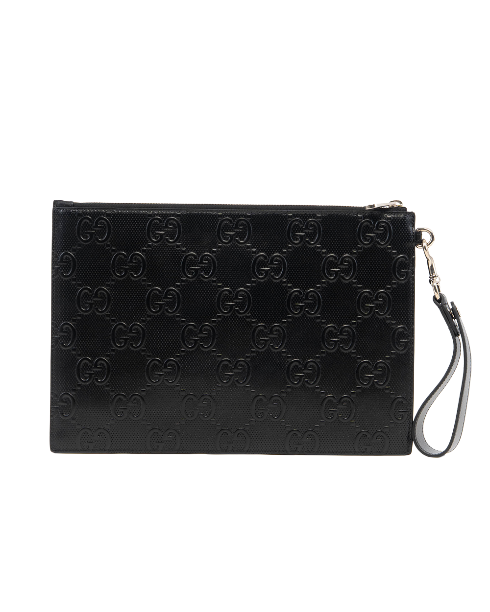 GUCCI CLUTCH WITH STRAP BLACK EMBOSSED CALF SHW 625569 496334 09557