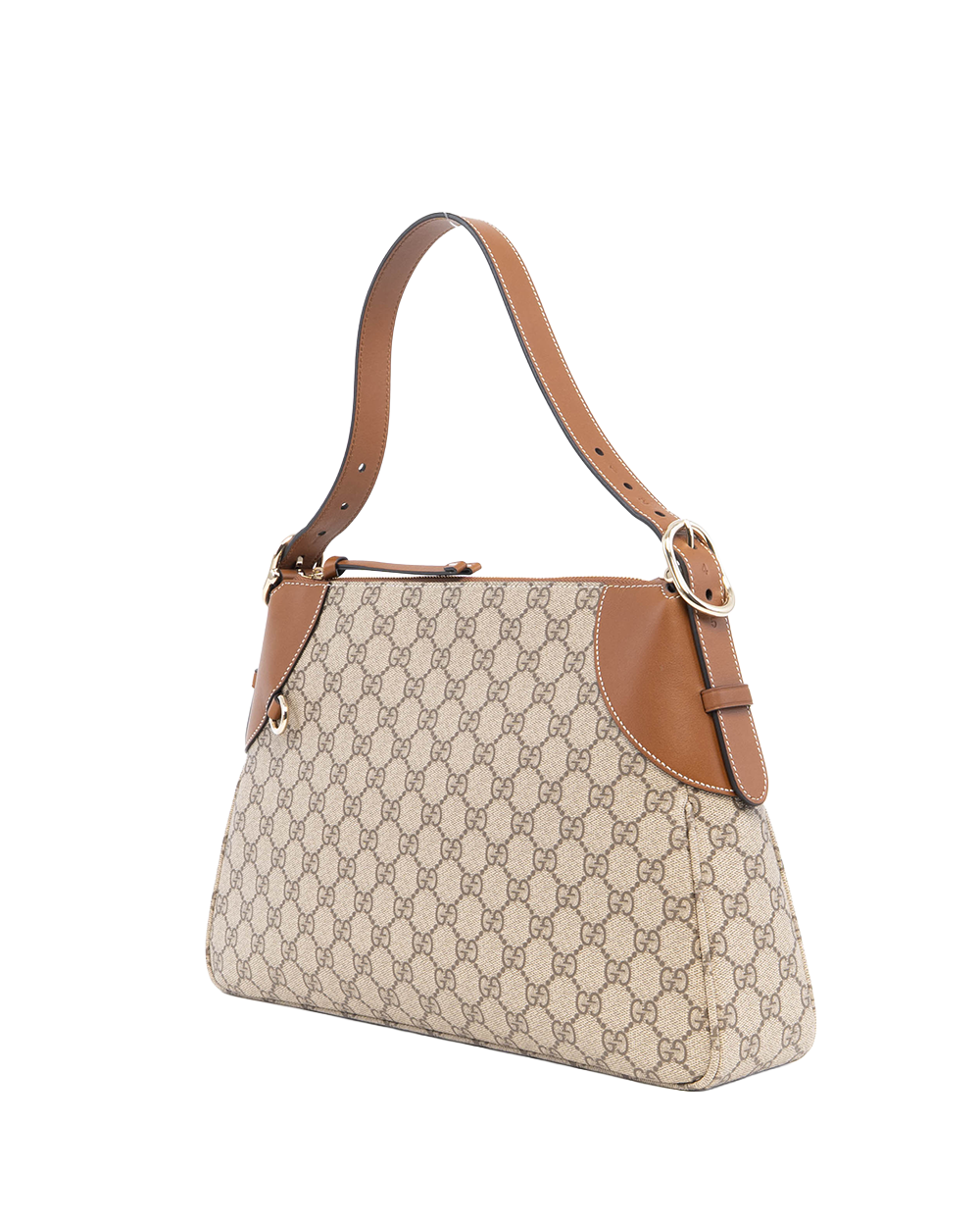 GUCCI EMBLEM SHOLDER BAG BROWN GG MONOGRAM CANVAS GHW 3089