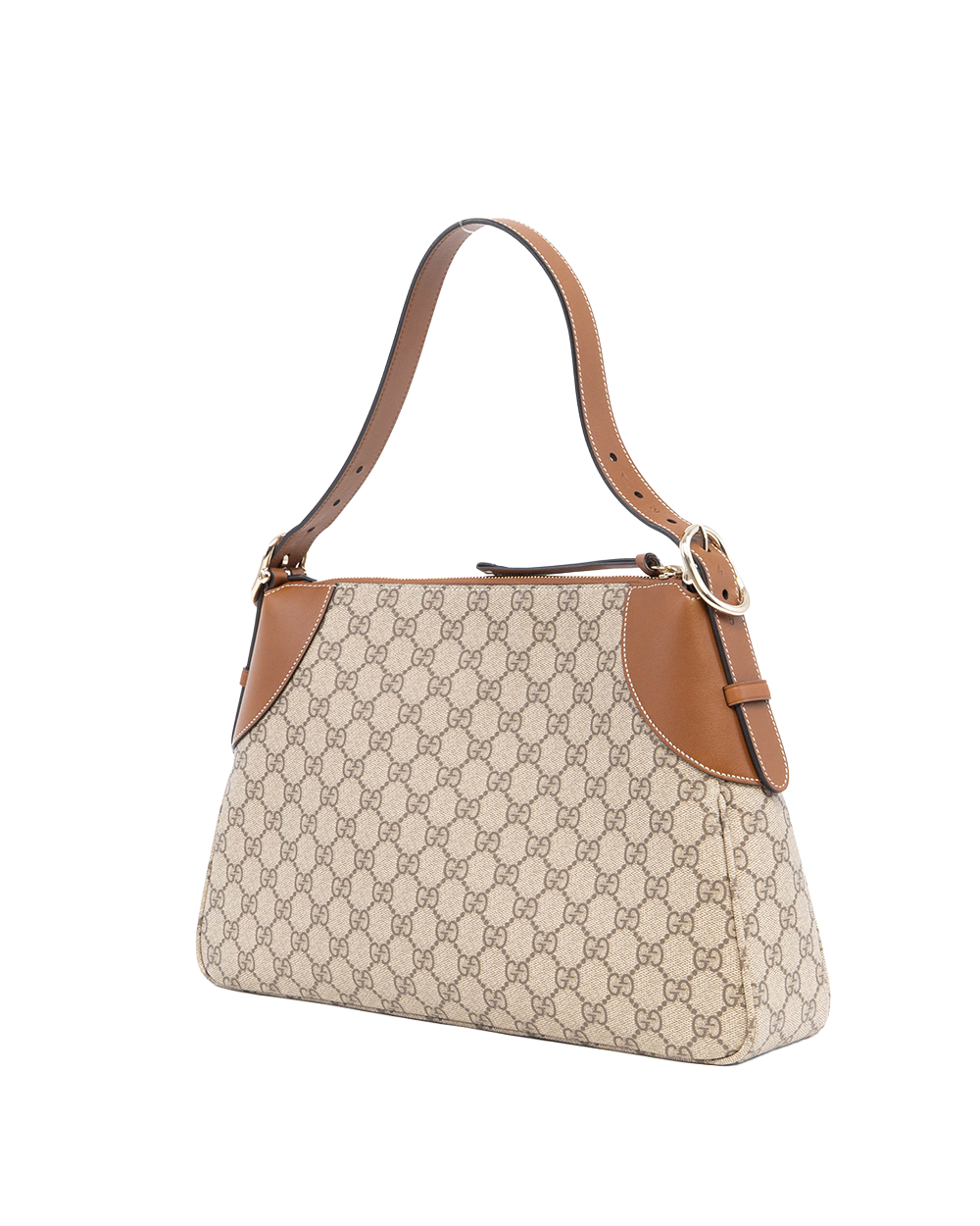 GUCCI EMBLEM SHOLDER BAG BROWN GG MONOGRAM CANVAS GHW 3090