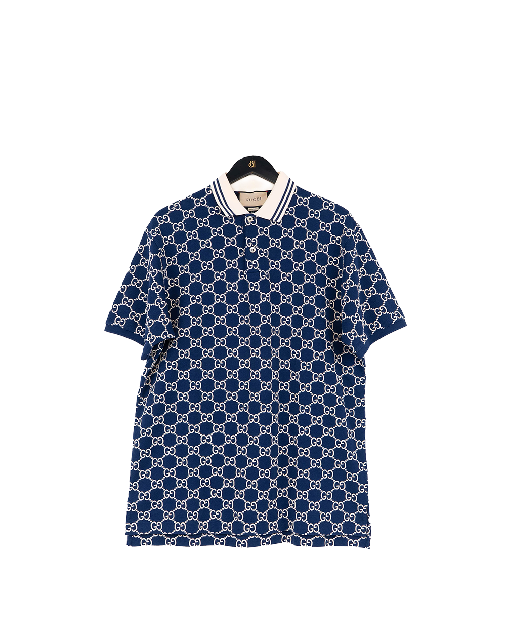 GUCCI GG LOGO POLO SHIRT XXL BLUE WHITE COTTON 5303