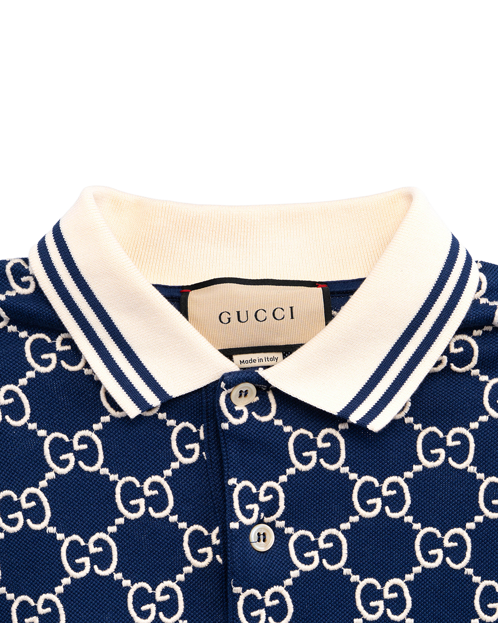 GUCCI GG LOGO POLO SHIRT XXL BLUE WHITE COTTON 5310