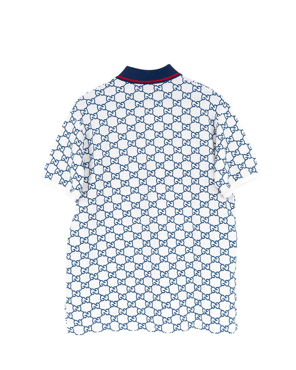 GUCCI GG LOGO POLO SHIRT XXL WHITE BLUE MONOGRAM COTTON 5317