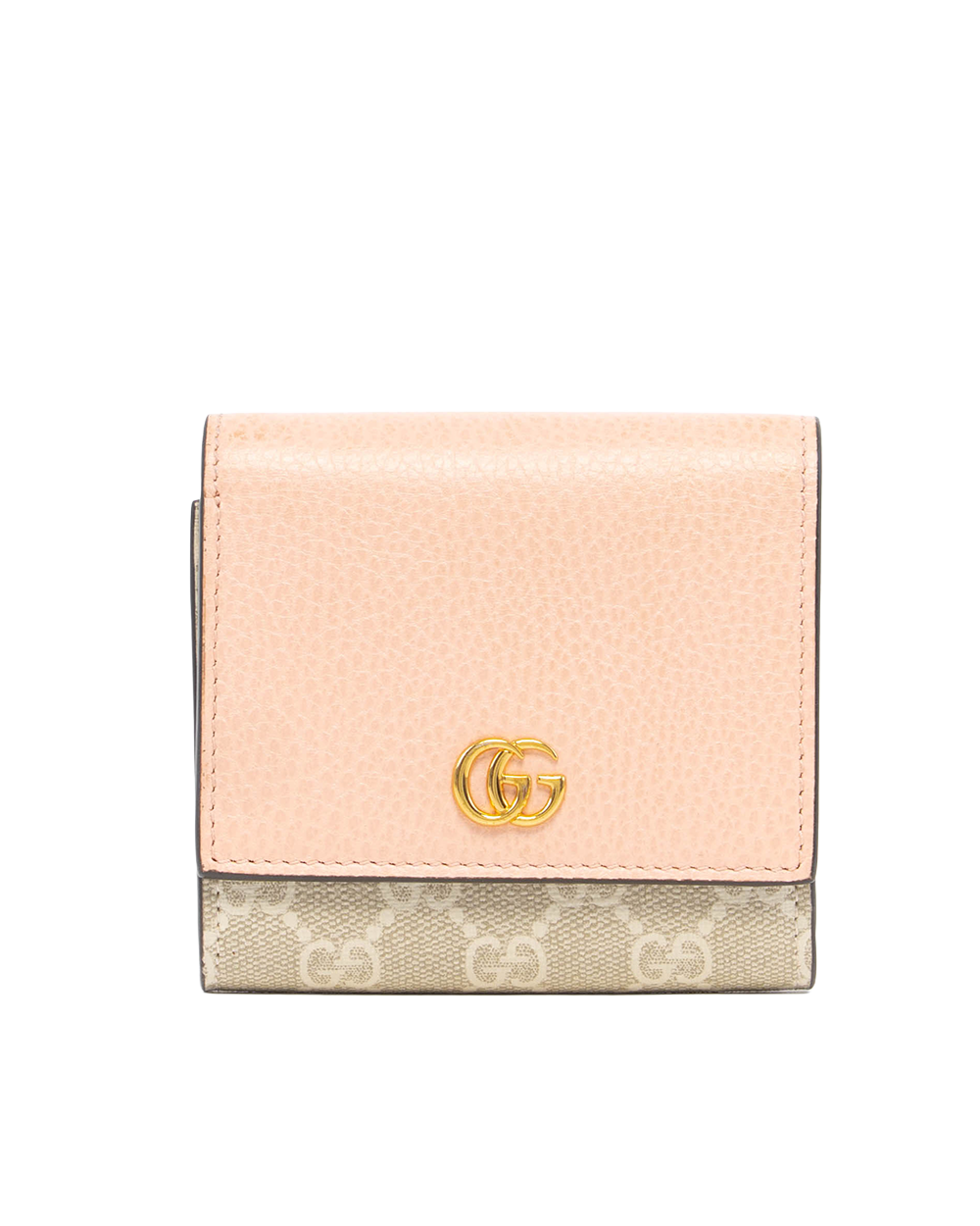 GUCCI GG MARMONT BI FOLD MEDIUM PINK BEIGE GG MONOGRAM CANVAS GHW 598587 2184 5286