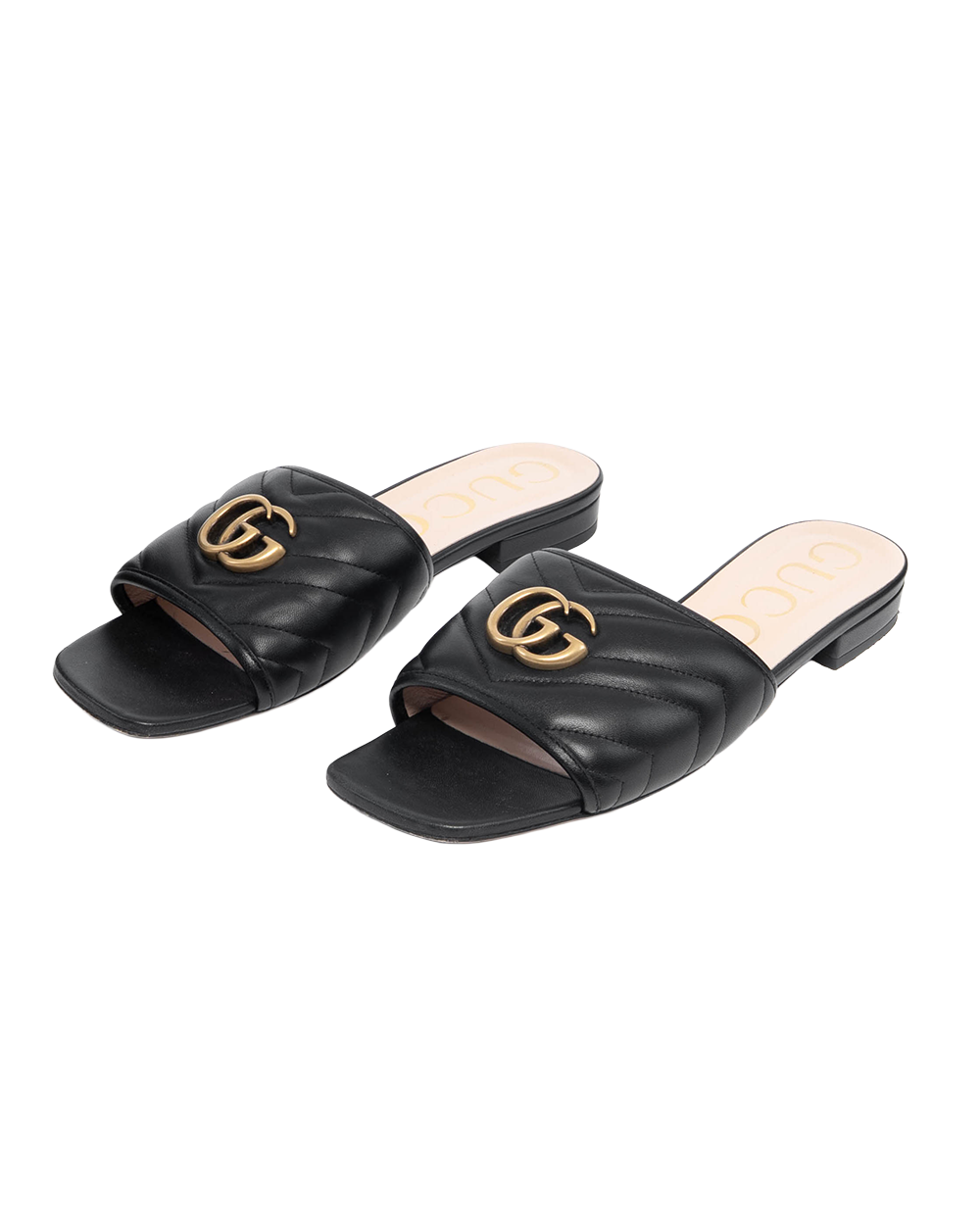GUCCI GG MARMONT SLIDE SANDALS 40 BLACK GHW 03657