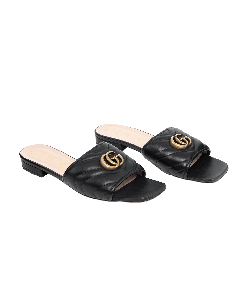 GUCCI GG MARMONT SLIDE SANDALS 40 BLACK GHW 03658