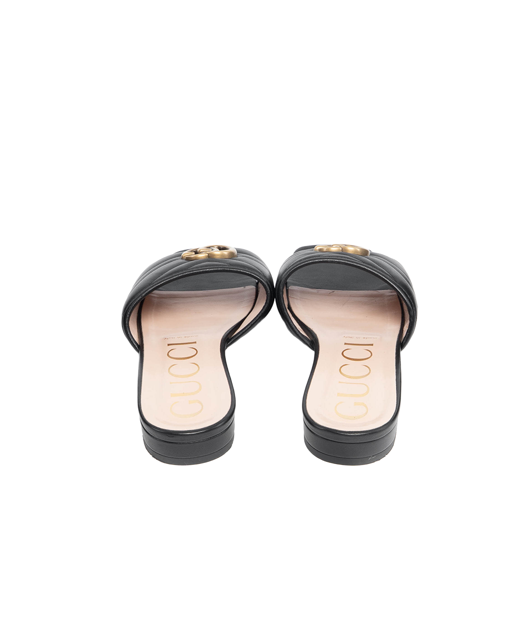 GUCCI GG MARMONT SLIDE SANDALS 40 BLACK GHW 03659