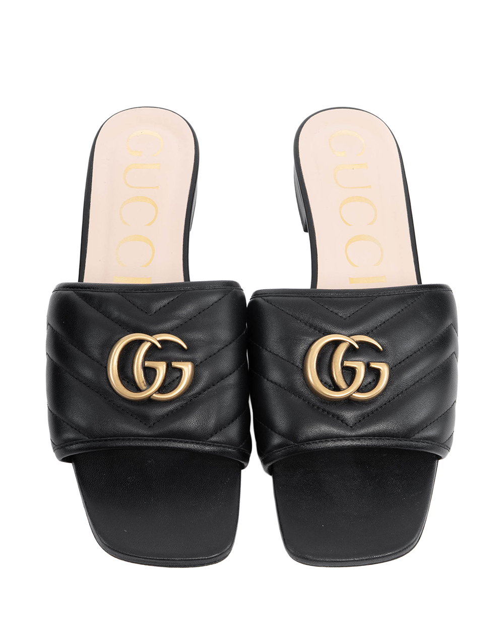 GUCCI GG MARMONT SLIDE SANDALS 40 BLACK GHW 03660