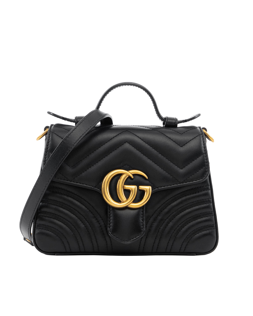 GUCCI GG MARMONT TOP HANDLE BLACK CALF GHW 547260 486628 08775