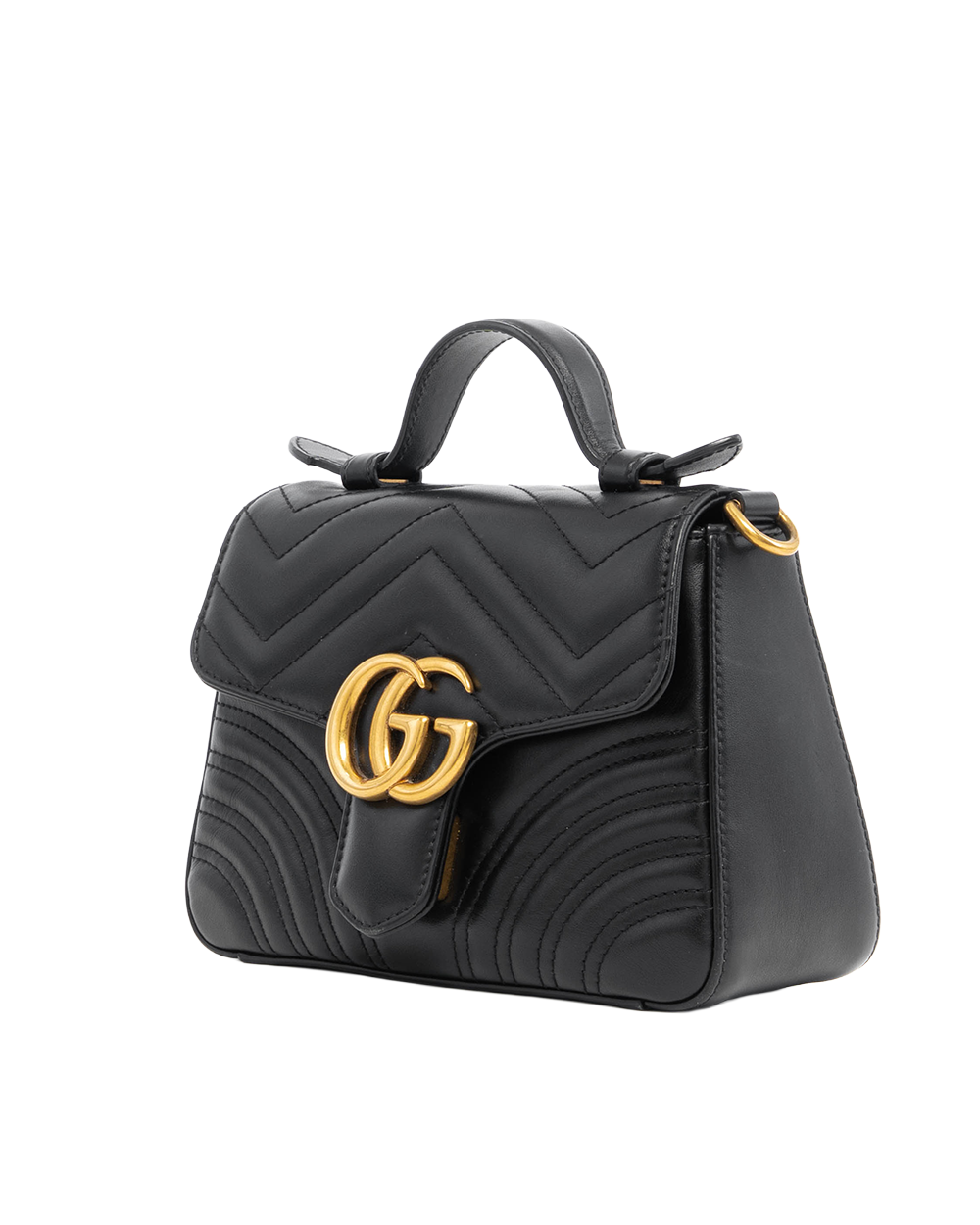 GUCCI GG MARMONT TOP HANDLE BLACK CALF GHW 547260 486628 08776
