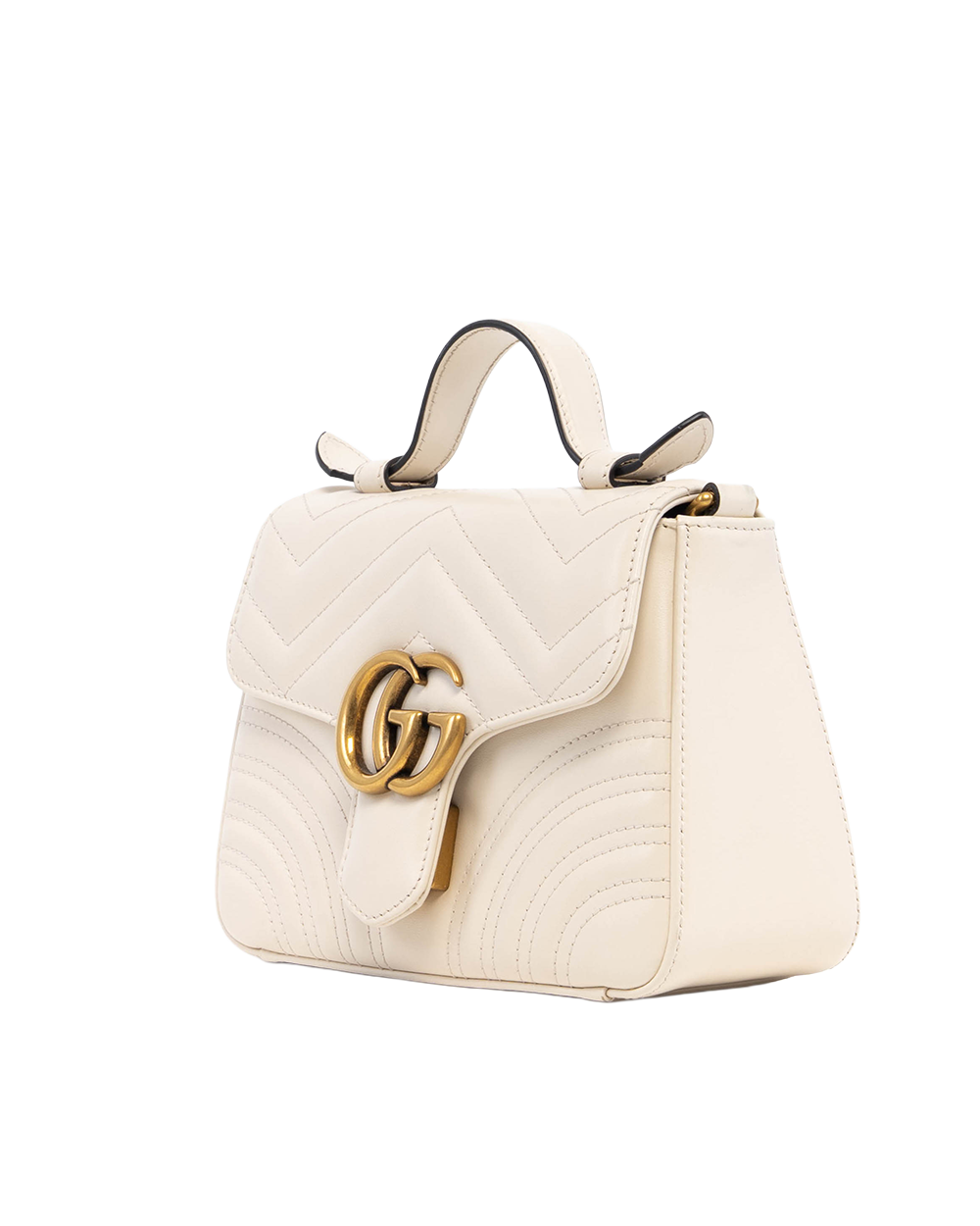 GUCCI GG MARMONT TOP HANDLE SMALL CALF WHITE GHW 547260 486628 00146