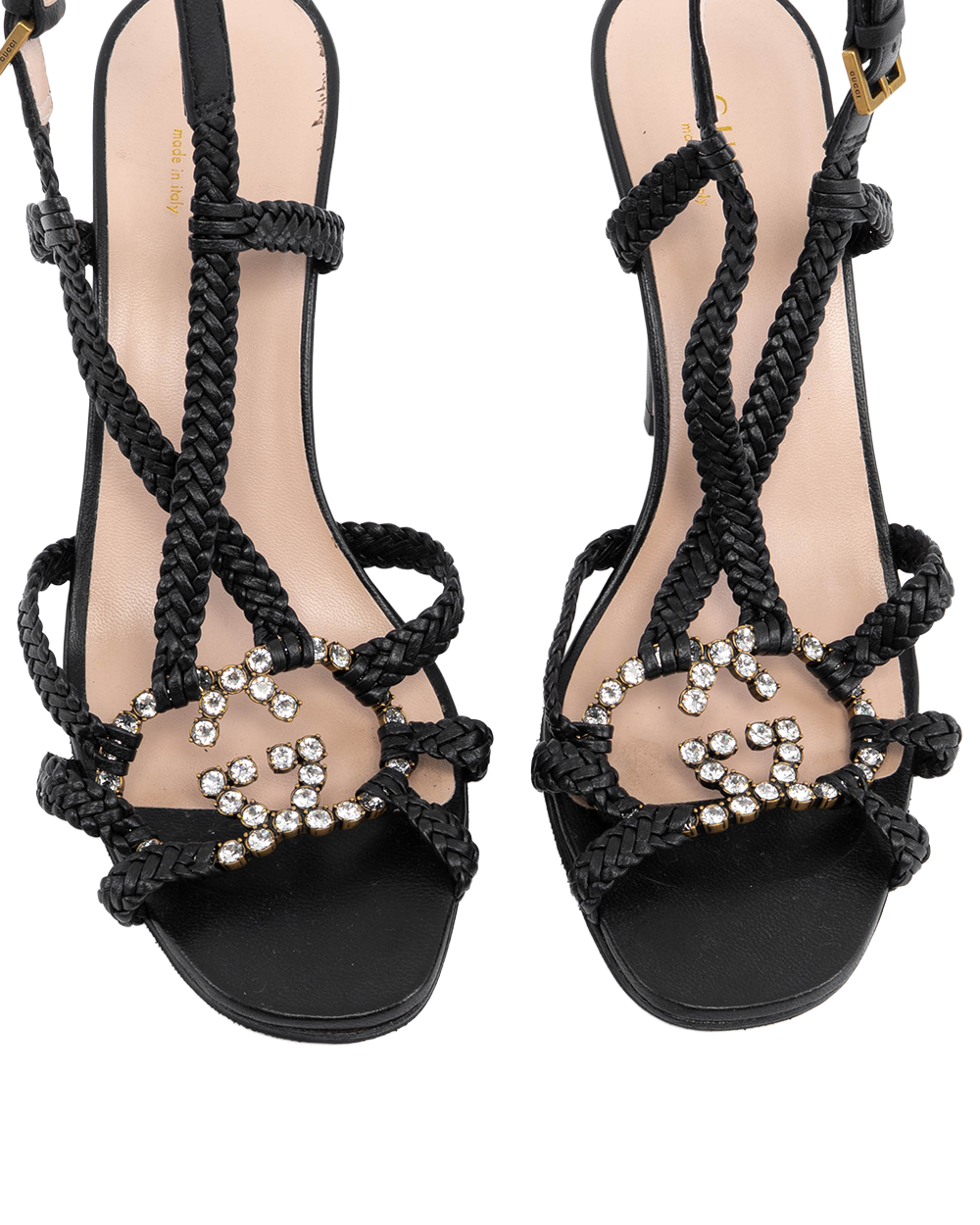 GUCCI HIGH HEELS GG 35 BLACK CRYSTAL GHW 5151