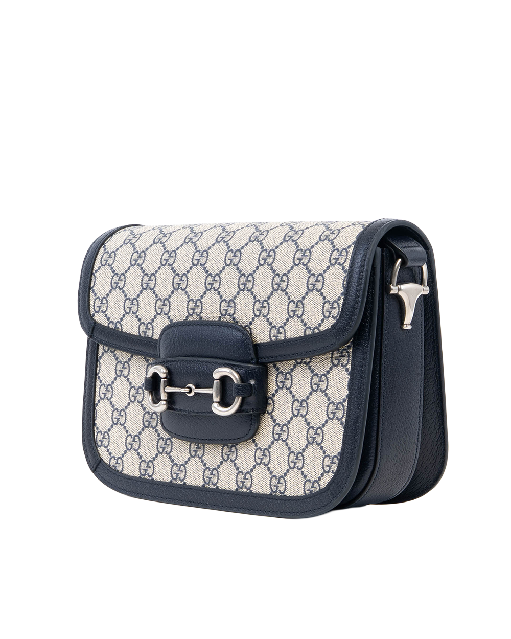 GUCCI HORSEBIT 1955 MEDIUM BROWN NAVY GG MONOGRAM CANVAS GHW 602204 493075 82604