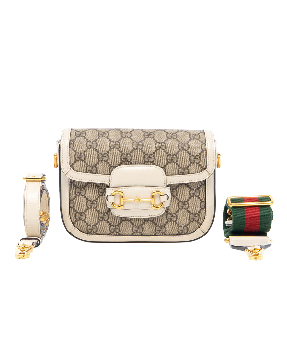 GUCCI HORSEBIT 1955 MINI WHITE GG MONOGRAM CANVAS GHW 658574 213317 8045