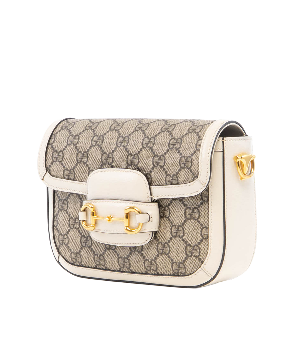GUCCI HORSEBIT 1955 MINI WHITE GG MONOGRAM CANVAS GHW 658574 213317 8047