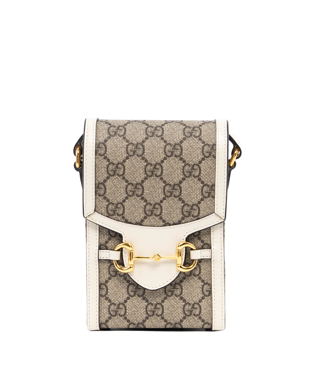 GUCCI HORSEBIT 1955 PHONE WHITE GG MONOGRAM CANVAS GHW 625615 2134 7060