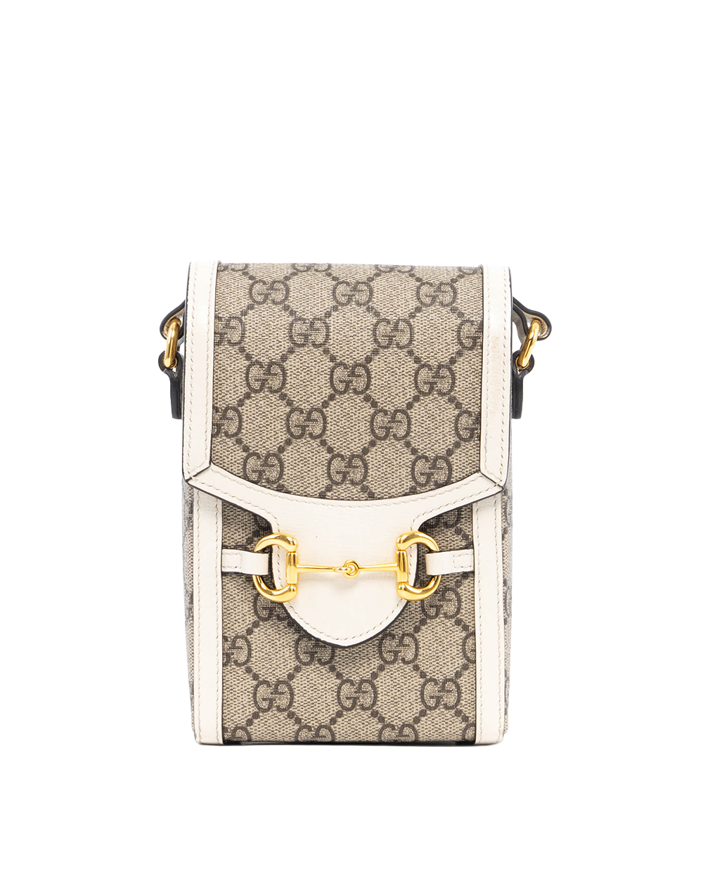 GUCCI HORSEBIT 1955 PHONE WHITE GG MONOGRAM CANVAS GHW 2186