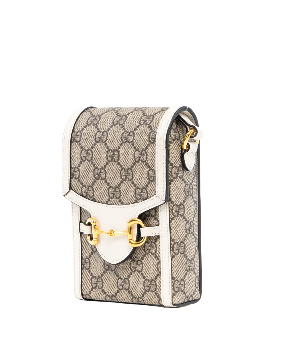 GUCCI HORSEBIT 1955 PHONE WHITE GG MONOGRAM CANVAS GHW 2187