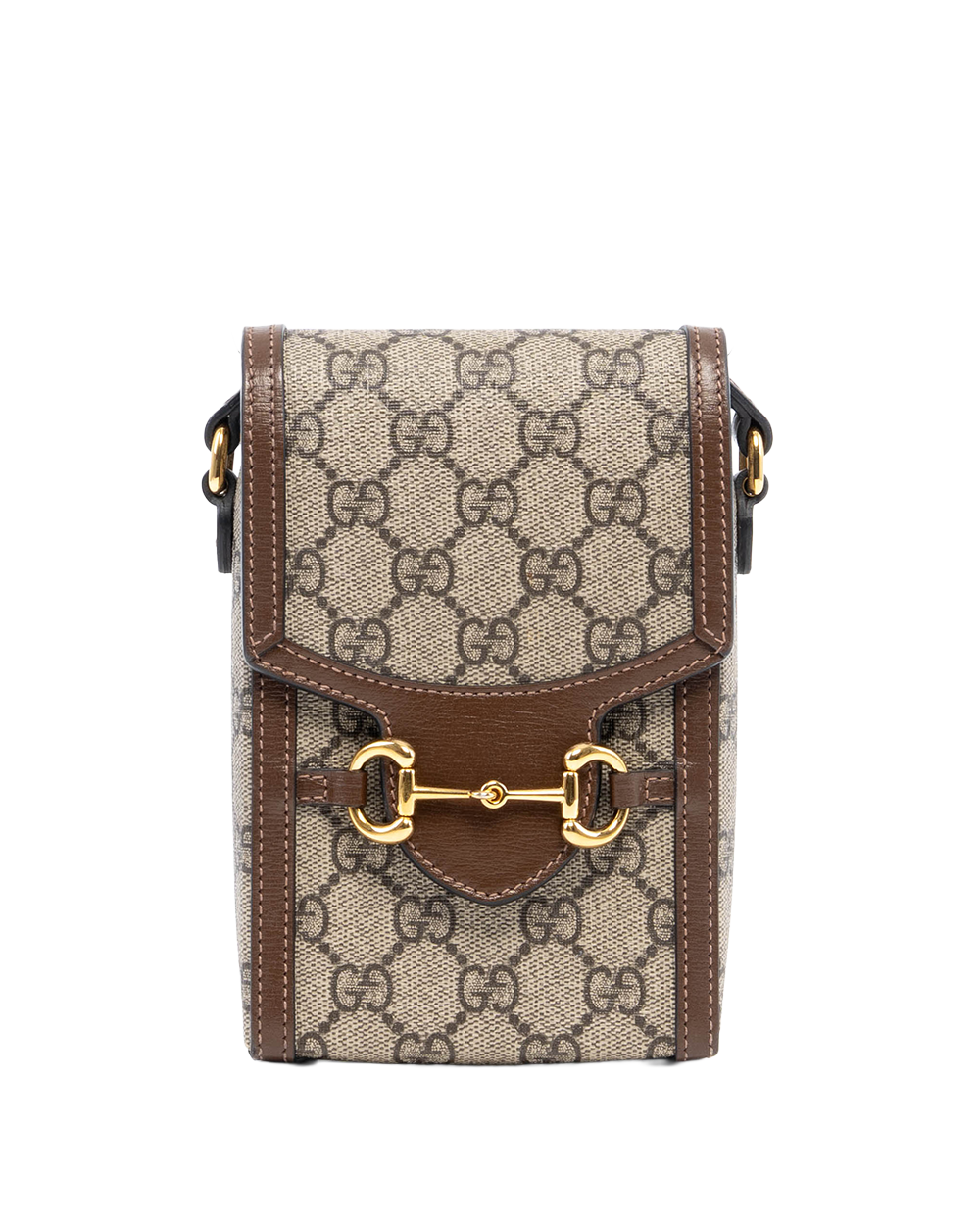 GUCCI HORSEBIT 1995 PHONE MINI BROWN GG MONOGRAM CANVAS GHW 623615 525040 09089