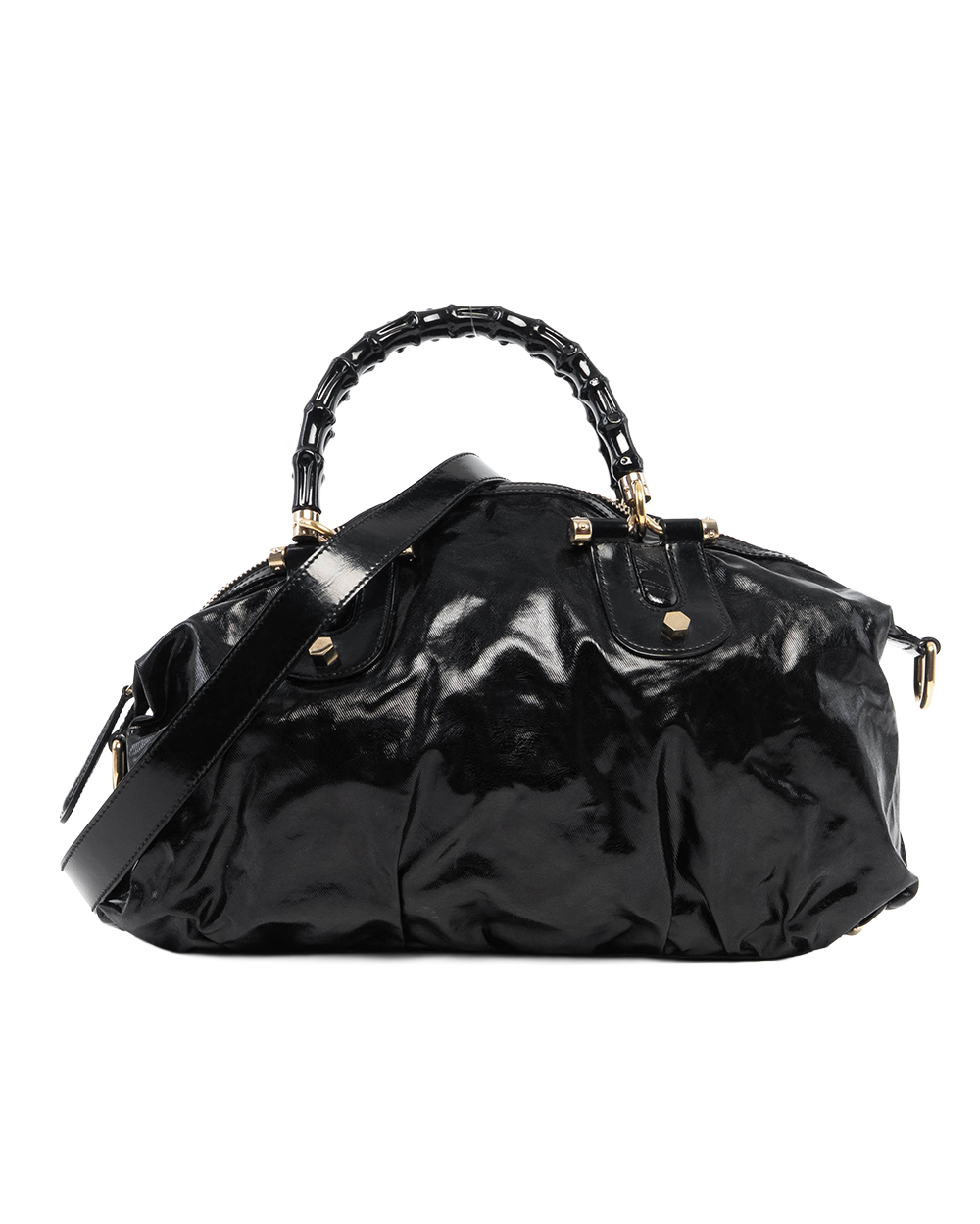 GUCCI INDY HOBO BLACK PATENT GHW 185566 497717 6227