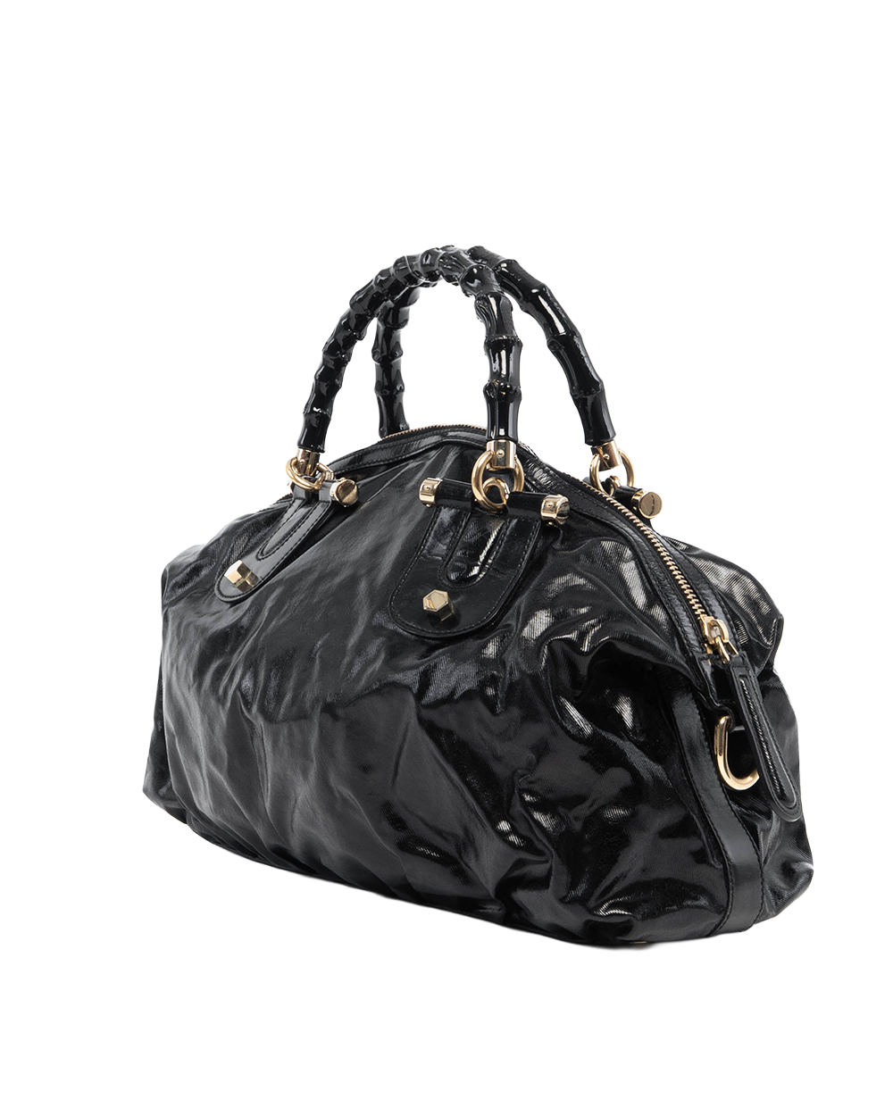 GUCCI INDY HOBO BLACK PATENT GHW 185566 497717 6230