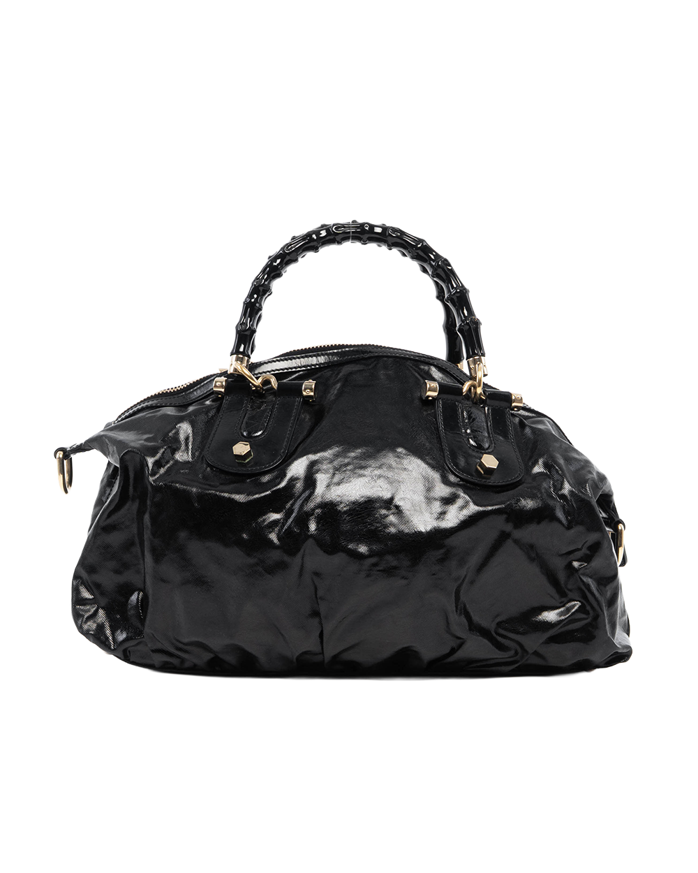 GUCCI INDY HOBO BLACK PATENT GHW 185566 497717 6231