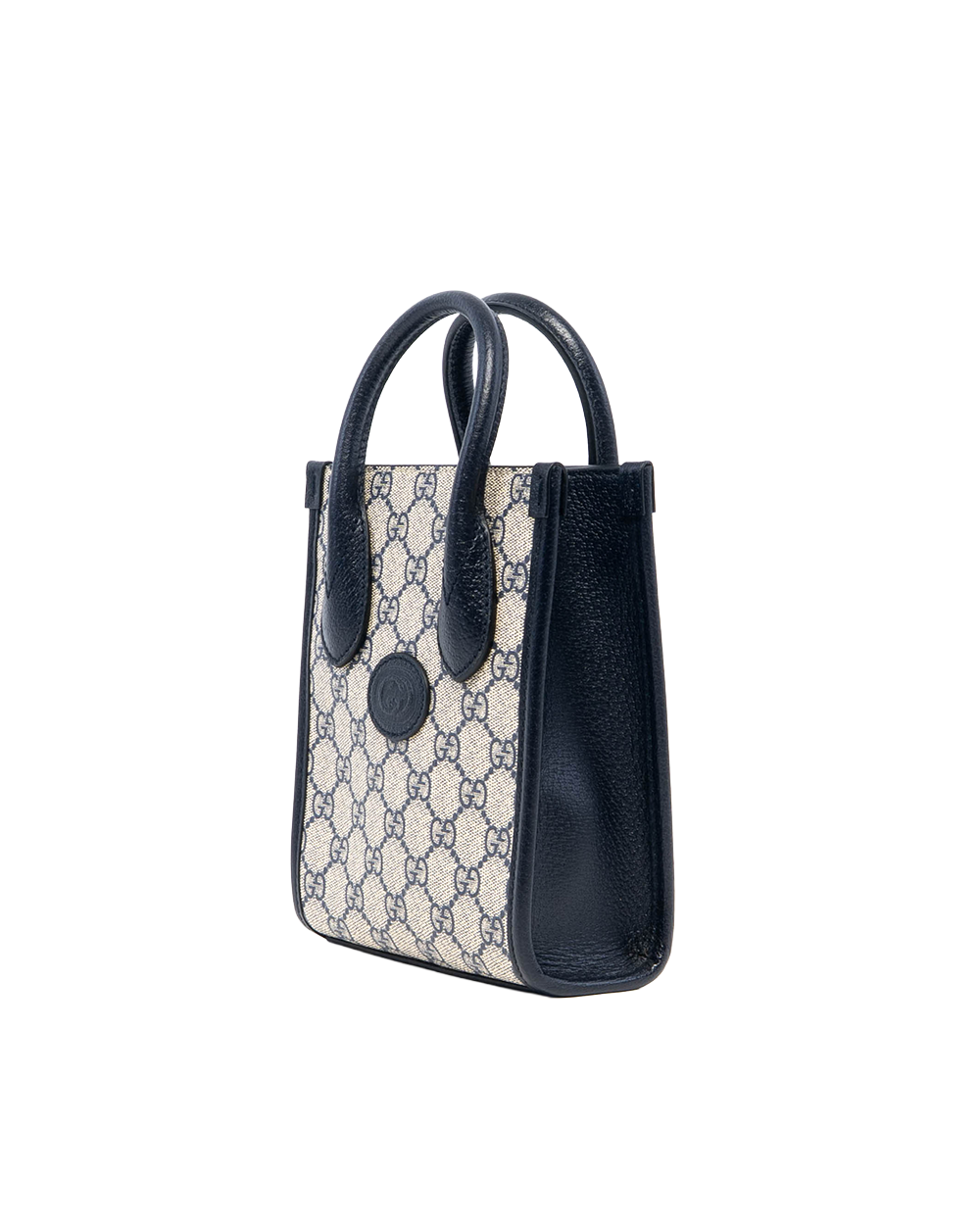 GUCCI INTERLOCK TOTE MINI BLUE NAVY GG MONOGRAM CANVAS RSHW 671628 525040 5003
