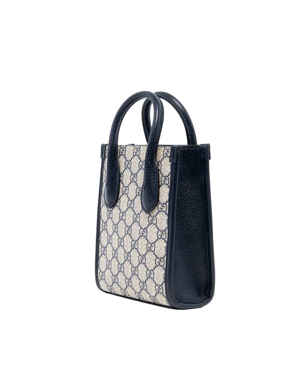 GUCCI INTERLOCK TOTE MINI BLUE NAVY GG MONOGRAM CANVAS RSHW 671628 525040 5004
