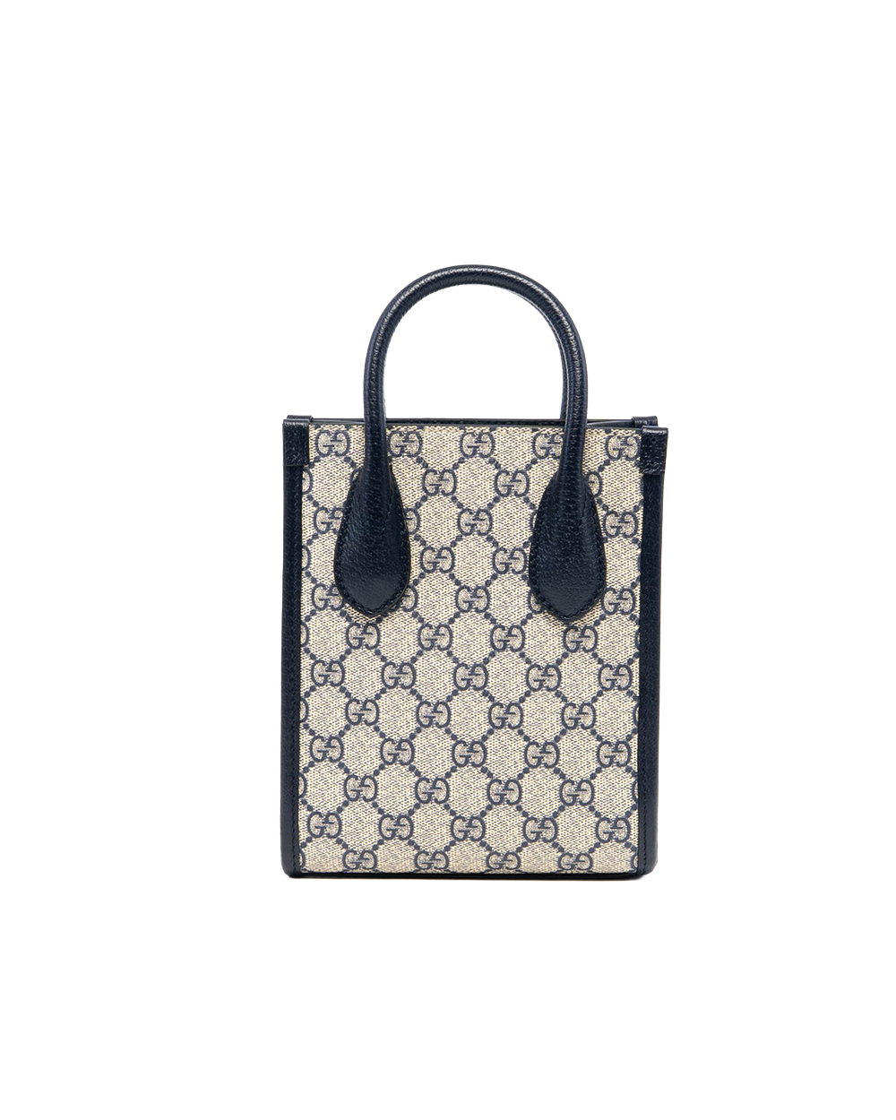 GUCCI INTERLOCK TOTE MINI BLUE NAVY GG MONOGRAM CANVAS RSHW 671628 525040 5005