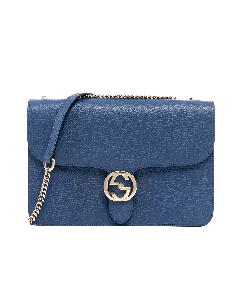 GUCCI INTERLOCKING MEDIUM BLUE CALF SHW 610803 486628 09152