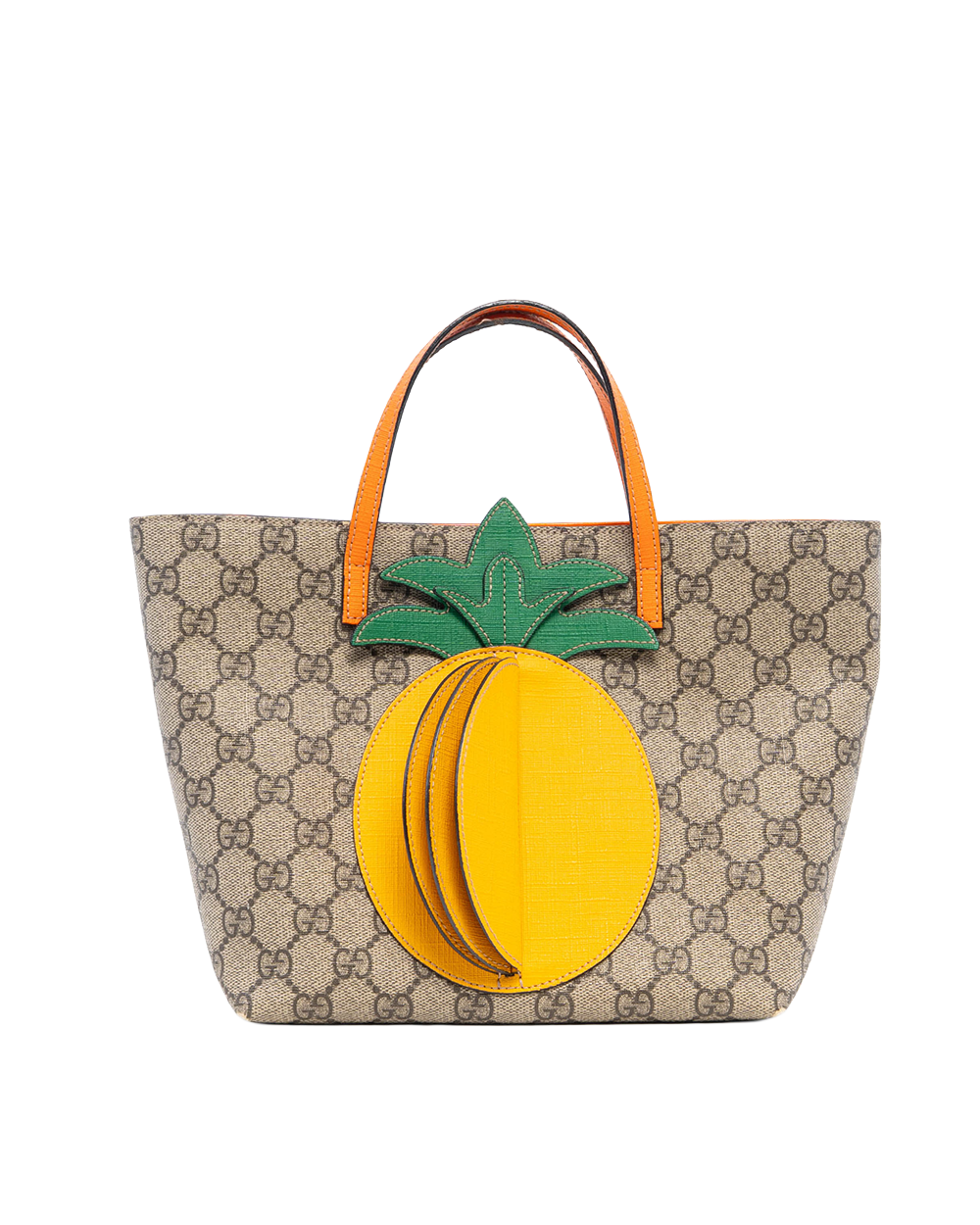 GUCCI KID TOTE BROWN ORANGE GG MONOGRAM CANVAS SHW 580840 204991 6244