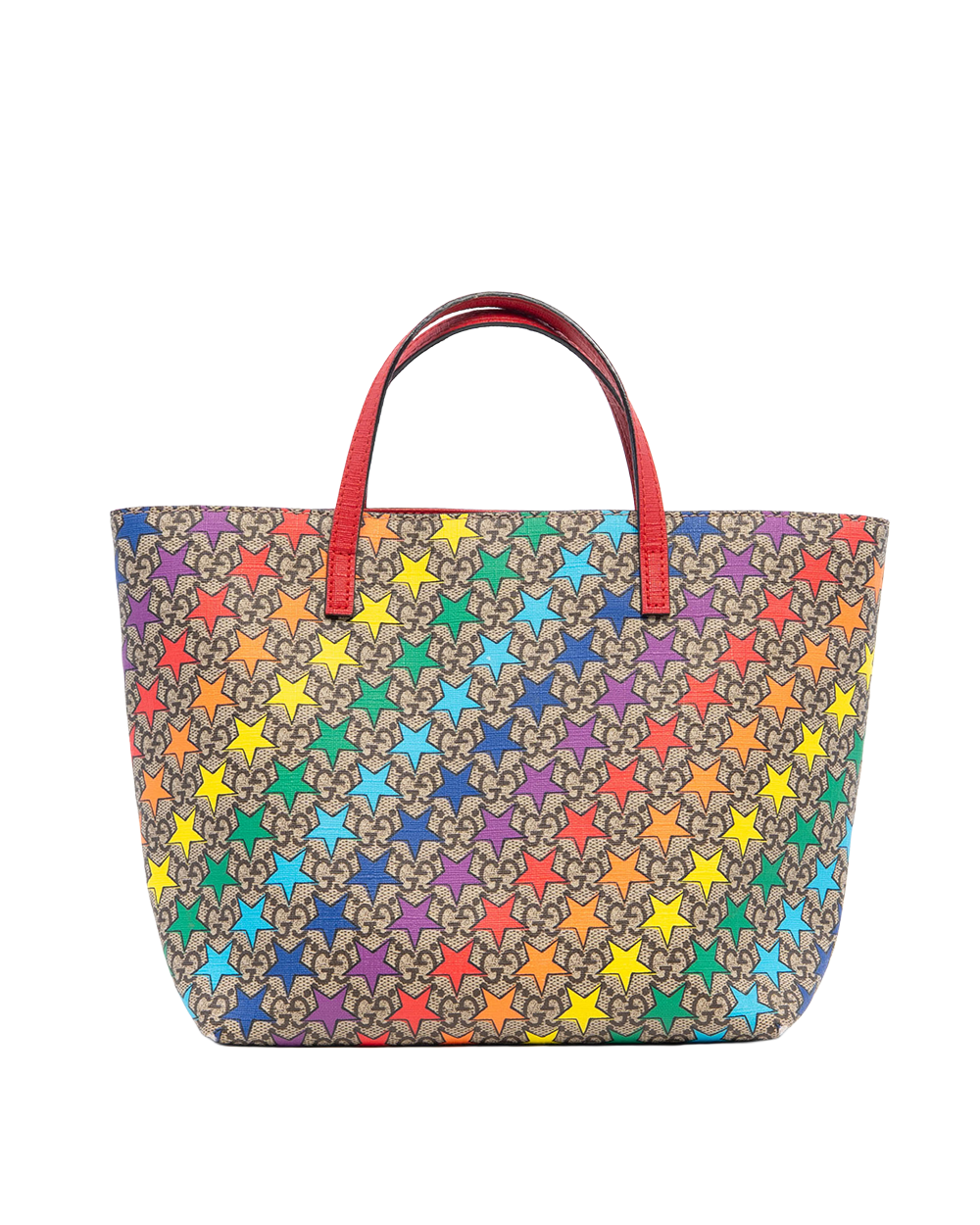 GUCCI KID S TOTE RED MULTICOLOR STAR CANVAS SHW 410812 20499 8126