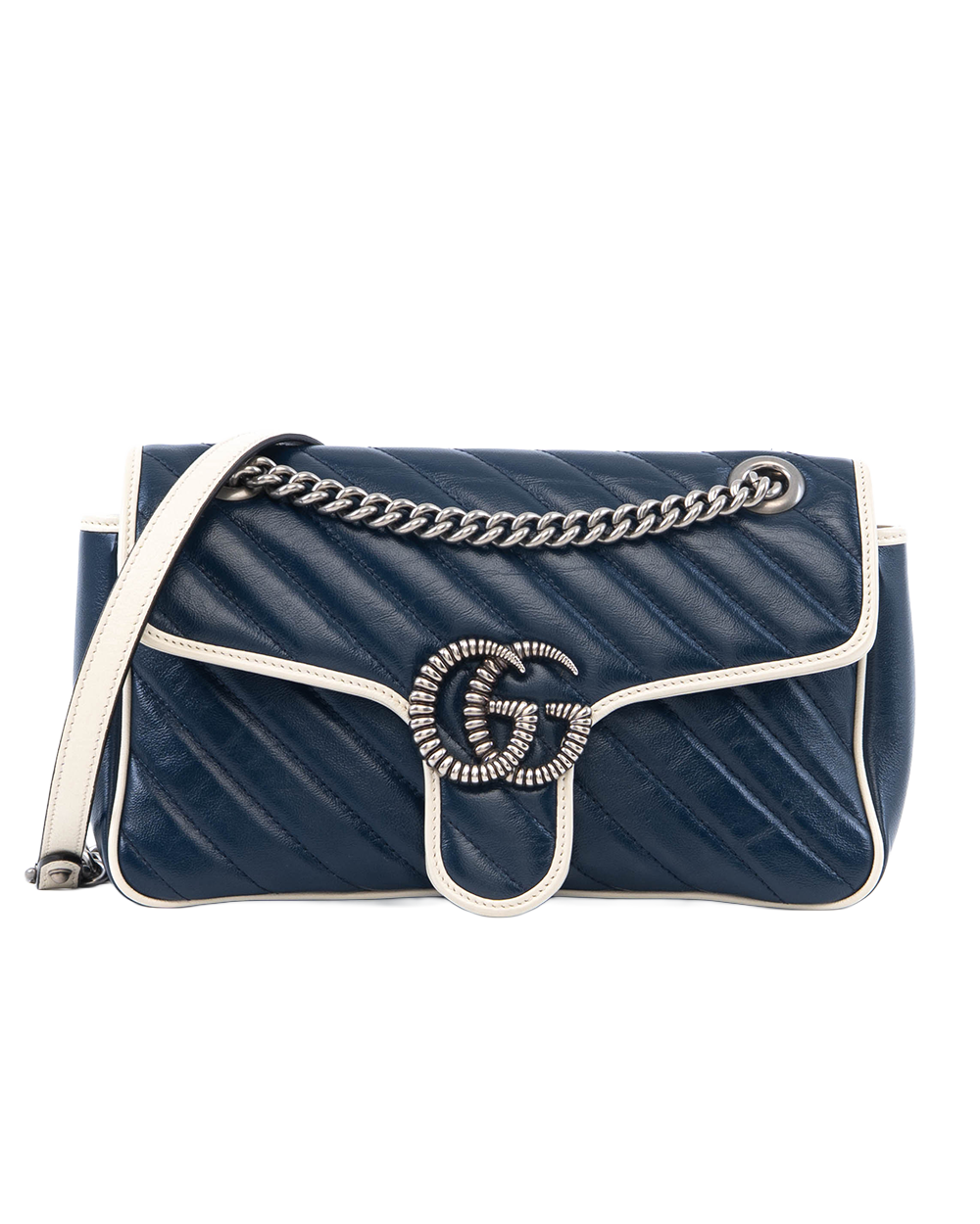 GUCCI MARMONT 26 BLUE NAVY CALF SHW 443497 213317 7171