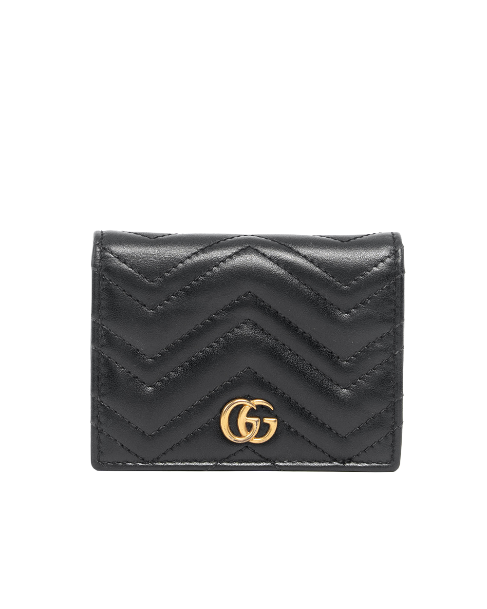 GUCCI MARMONT BI FOLD SHORT BLACK CALF GHW 466492 525040 07846