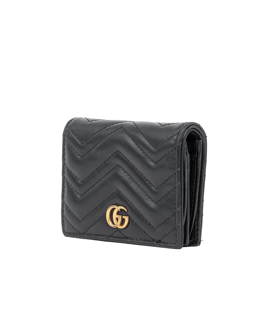 GUCCI MARMONT BI FOLD SHORT BLACK CALF GHW 466492 525040 07847