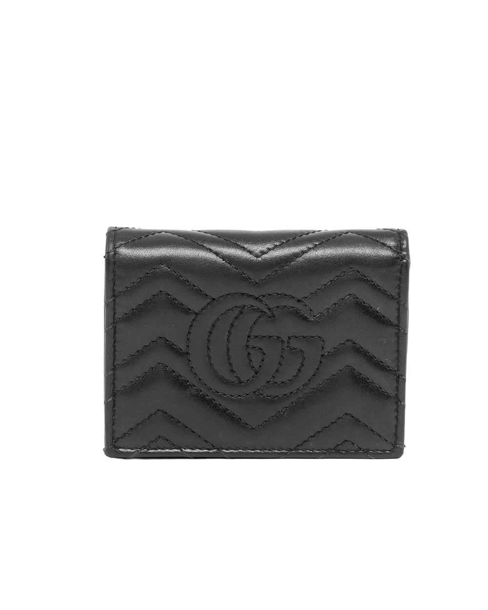 GUCCI MARMONT BI FOLD SHORT BLACK CALF GHW 466492 525040 07849