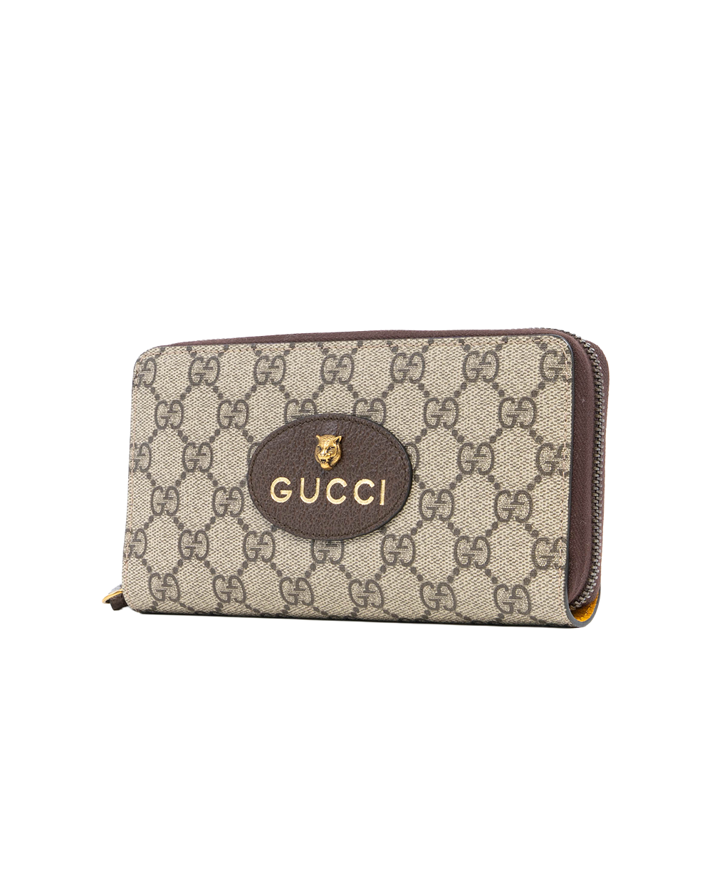 GUCCI NEO VINTAGE WALLET LONG BROWN YELLOW GG MONOGRAM CANVAS GHW 473953 2184 1220