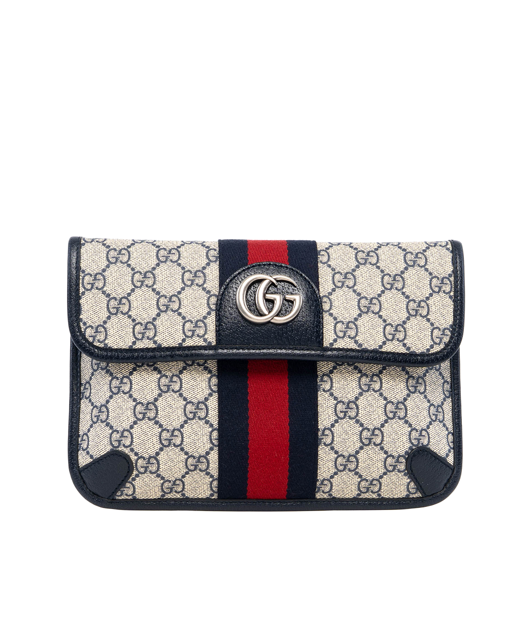 GUCCI OPHIDIA BELT BAG BLUE NAVY GG MONOGRAM CANVAS RSHW 674081 525040 5214