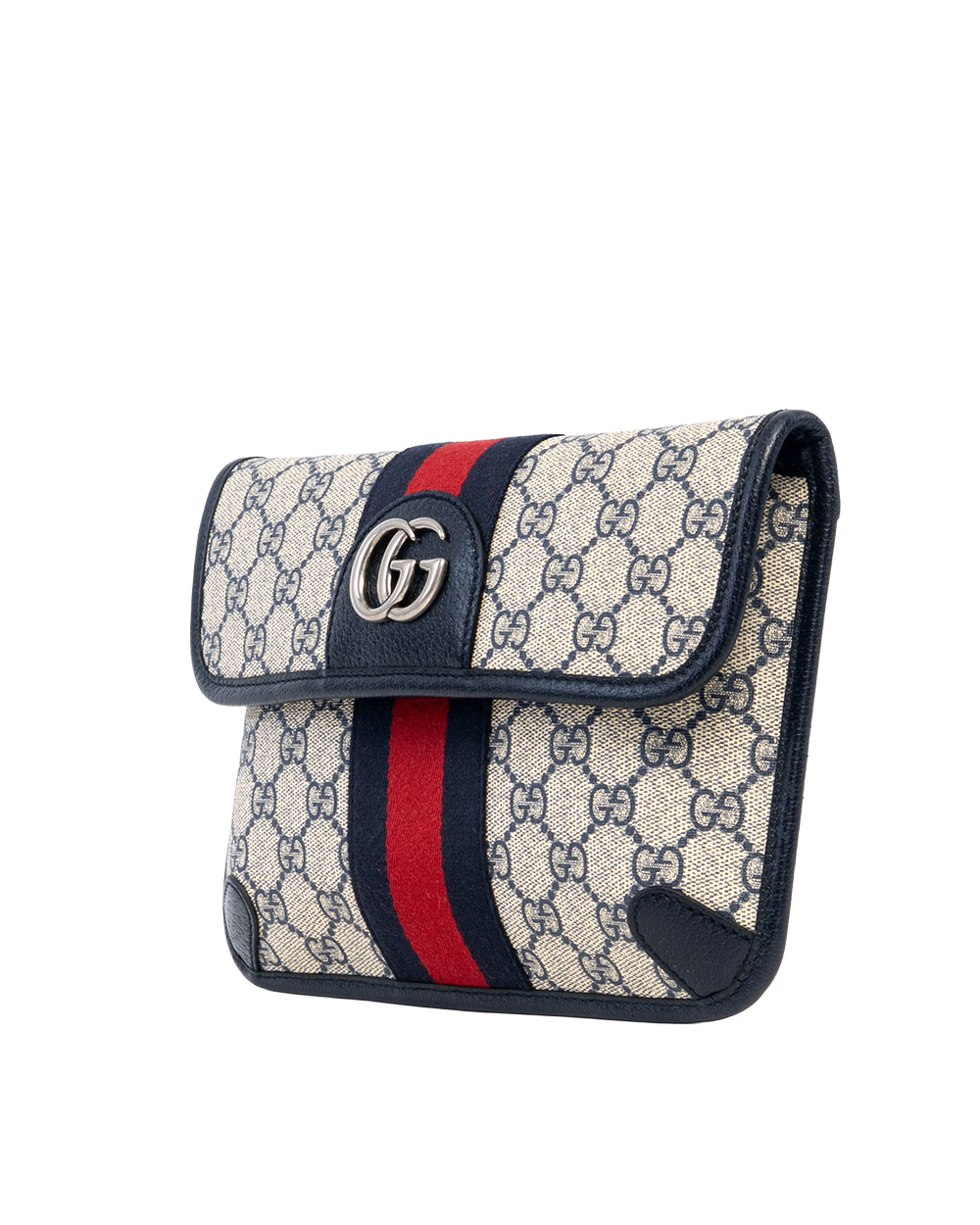GUCCI OPHIDIA BELT BAG BLUE NAVY GG MONOGRAM CANVAS RSHW 674081 525040 5215